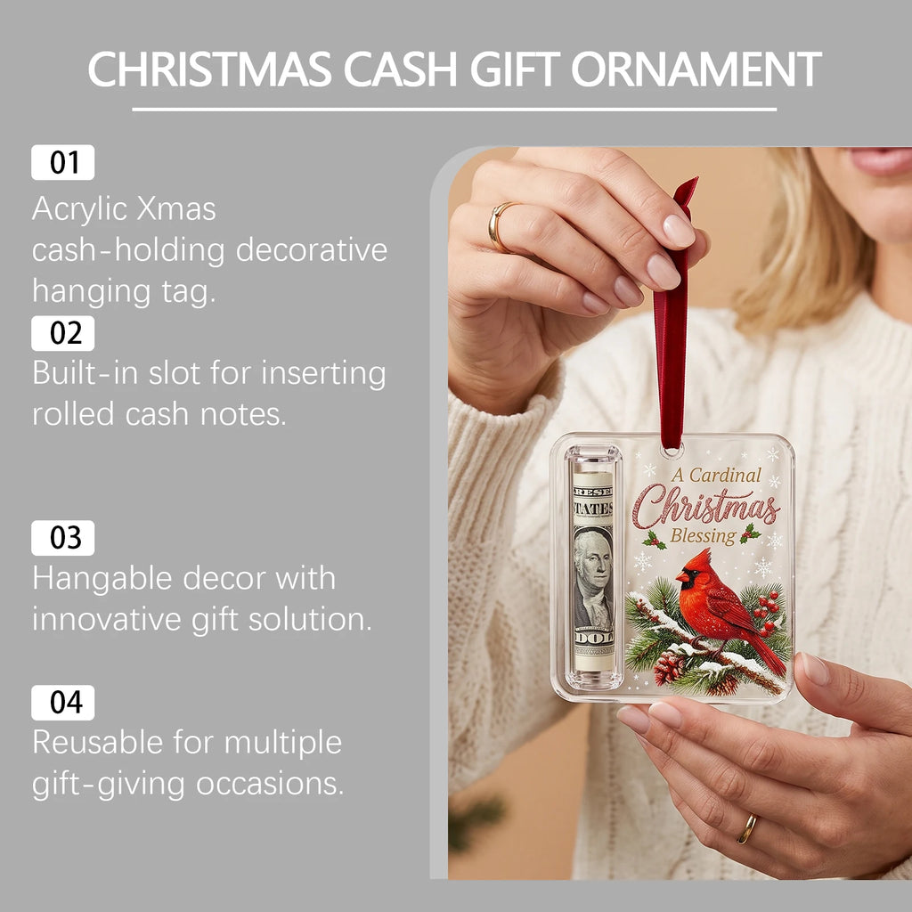 Christmas Acrylic Cash Holder Ornament Reusable Display Stand Hanging Tree Decoration Party Table Ornament Festive Gift Decor