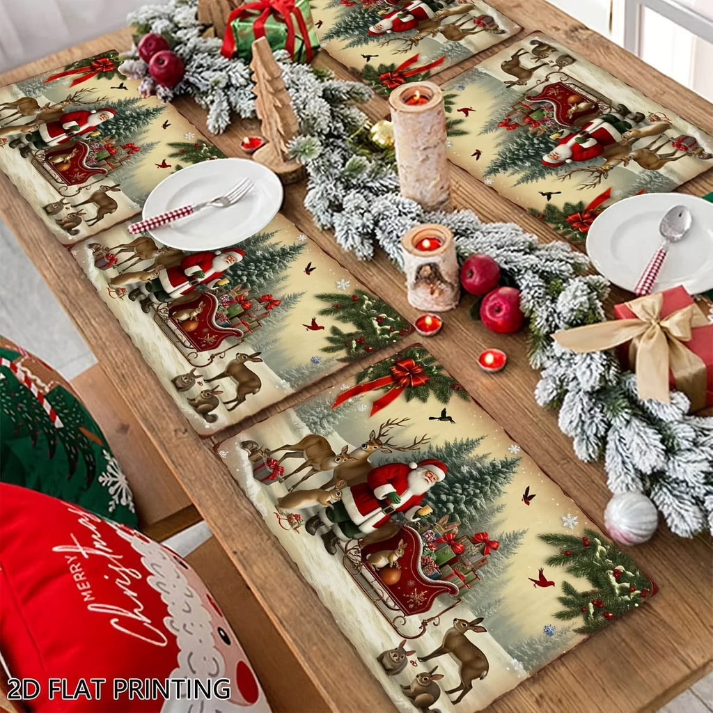 1PC Christmas Table Mats, Holiday Winter Holiday Pattern Placemats for Stylish Kitchen Decor and Modern Everyday Use