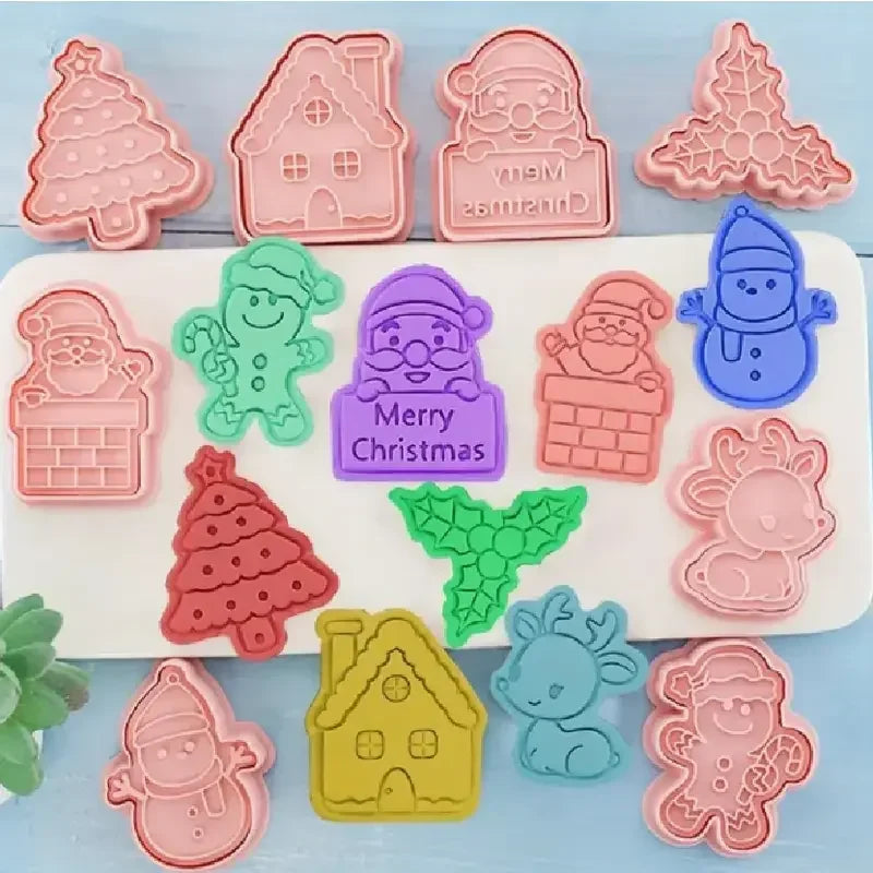 Christmas Cookie Mold Set Creative Baking Tools Holiday Biscuit Cutter Sugar Cookie Shaper DIY Kitchen Accessories for Baking