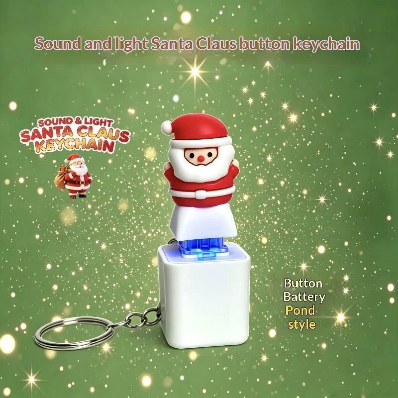 Christmas Luminous Santa Keychain with Sound Stress Relief Creative Keyring for Xmas Tree Decor Holiday Souvenir Gift