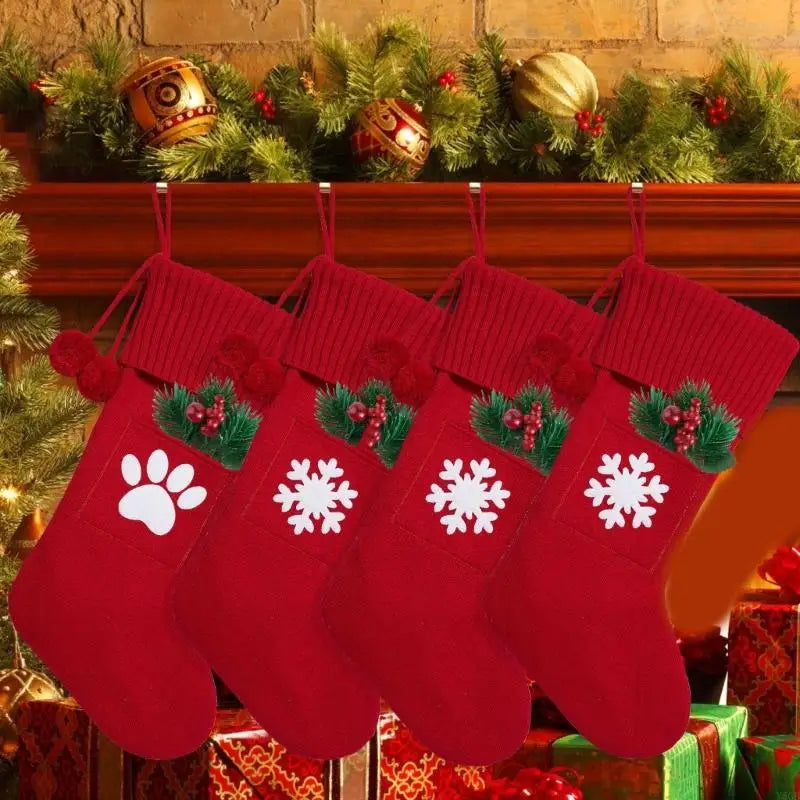 Christmas Stocking Treats Holder Bag Acrylic Fibre Stocking with Integrated Loop for Railings, Doorway, Wall, and Store Y5GB