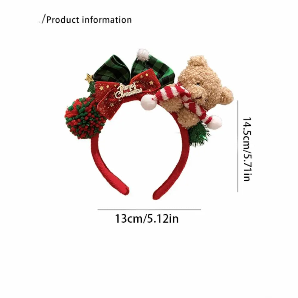 Christmas Decoration Christmas Headband Elk Hair Hoop Santa Antlers Headband Reindeer Party Dress Up Plush Bow Red Hair Band