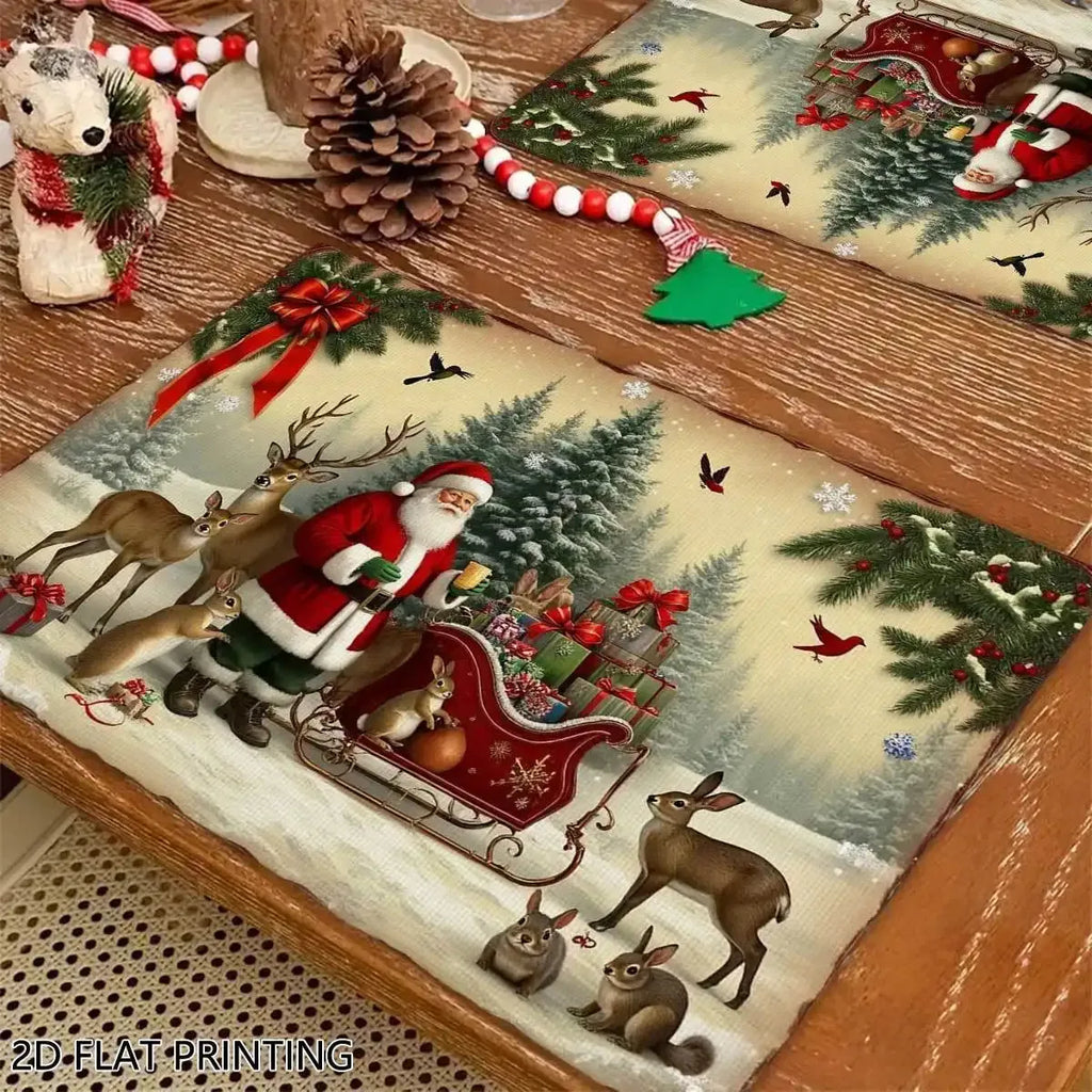 1PC Christmas Table Mats, Holiday Winter Holiday Pattern Placemats for Stylish Kitchen Decor and Modern Everyday Use