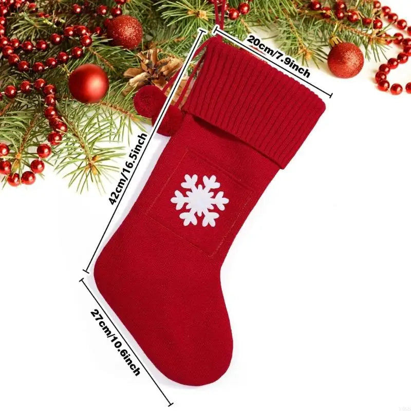 Christmas Stocking Treats Holder Bag Acrylic Fibre Stocking with Integrated Loop for Railings, Doorway, Wall, and Store Y5GB