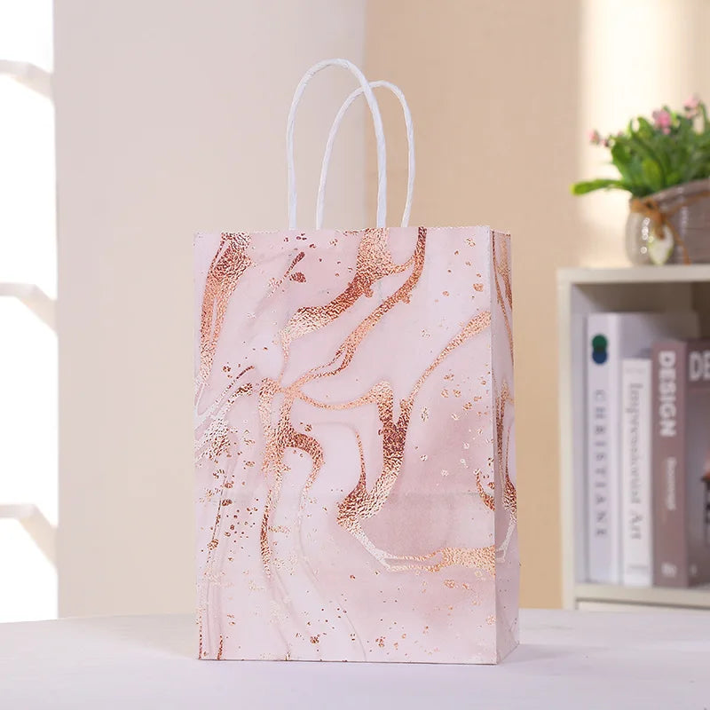 5 pcs Kraft Paper Bags Snowman Christmas Gift Bags with Handle 15x8x21cm Cookie Packaging Bags Wedding Party Favor Boxes