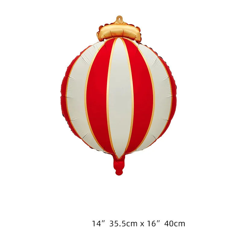 Christmas Ornament Ball Foil Balloon Striped Star Balloons Golden Bow Xmas Tree Hanging Decor Merry Christmas Ballons