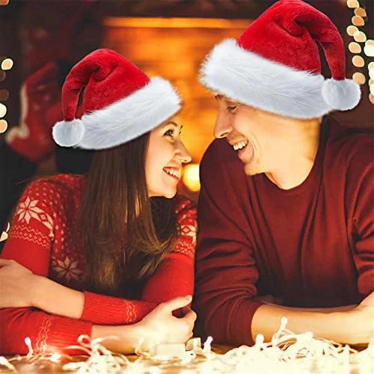 Christmas Hat, Santa Hat Holiday for Adults Unisex Comfort Extra Thicken Fur Xmas Hat for New Year Festive Party
