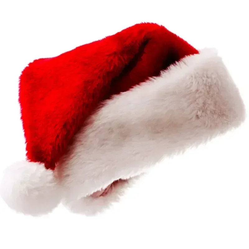 Christmas Santa Hat For Adults And Kids Xmas Holiday Hats Unisex Velvet Red Classic Fur Comfort New Year Festive Party Supplies