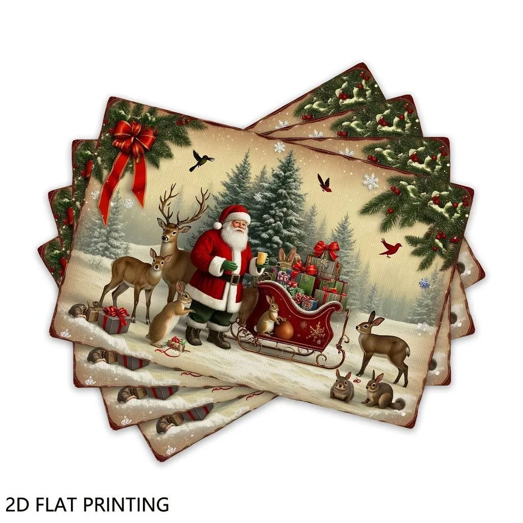 1PC Christmas Table Mats, Holiday Winter Holiday Pattern Placemats for Stylish Kitchen Decor and Modern Everyday Use