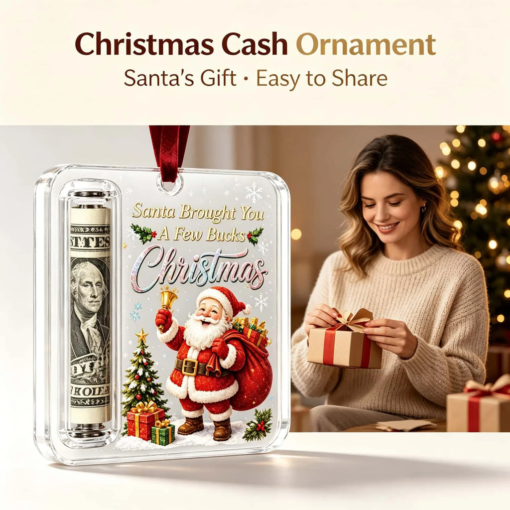 Christmas Acrylic Cash Holder Ornament Reusable Display Stand Hanging Tree Decoration Party Table Ornament Festive Gift Decor