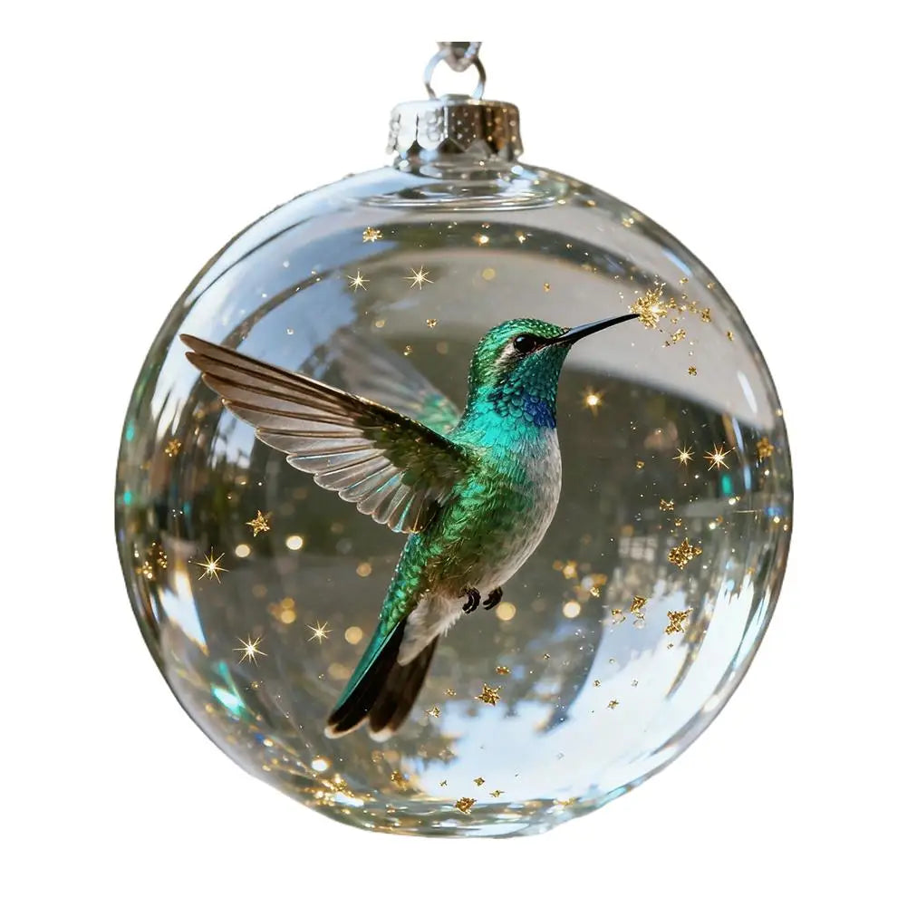 Christmas Clear Ball Ornaments Natures Birds Crystals Glass Set Hanging For Decor Set Xmas Tree Holiday Party Home Decoration