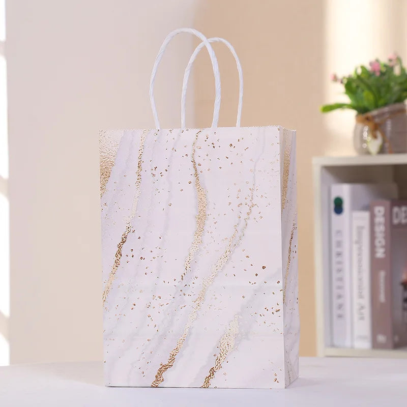 5 pcs Kraft Paper Bags Snowman Christmas Gift Bags with Handle 15x8x21cm Cookie Packaging Bags Wedding Party Favor Boxes
