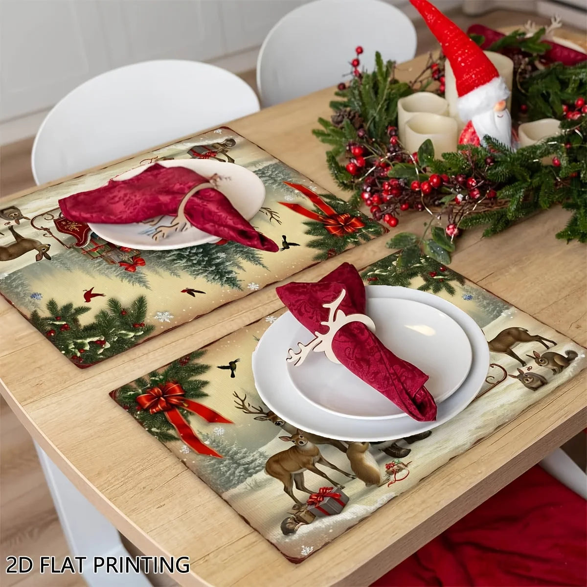 1PC Christmas Table Mats, Holiday Winter Holiday Pattern Placemats for Stylish Kitchen Decor and Modern Everyday Use