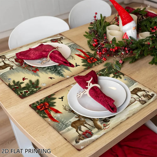 1PC Christmas Table Mats, Holiday Winter Holiday Pattern Placemats for Stylish Kitchen Decor and Modern Everyday Use