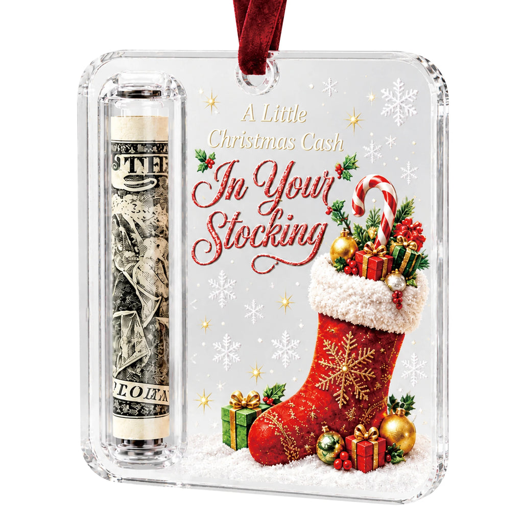 Christmas Acrylic Cash Holder Ornament Reusable Display Stand Hanging Tree Decoration Party Table Ornament Festive Gift Decor