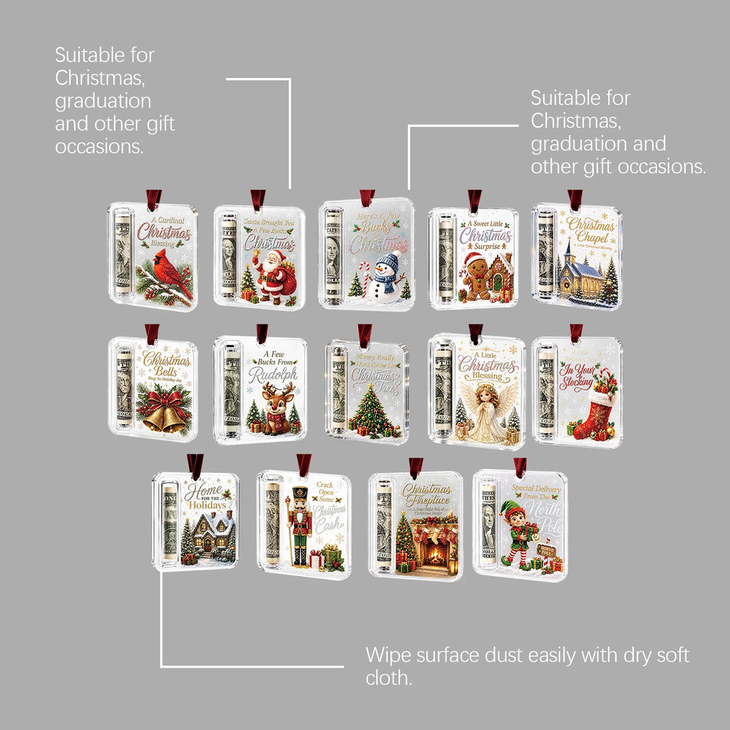 Christmas Acrylic Cash Holder Ornament Reusable Display Stand Hanging Tree Decoration Party Table Ornament Festive Gift Decor