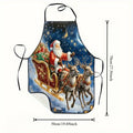 Christmas‑Themed Printed Neck‑Hanging Apron, Stain‑Resistant Kitchen Apron for Christmas Party, Family Dinner, Baking & Cooking