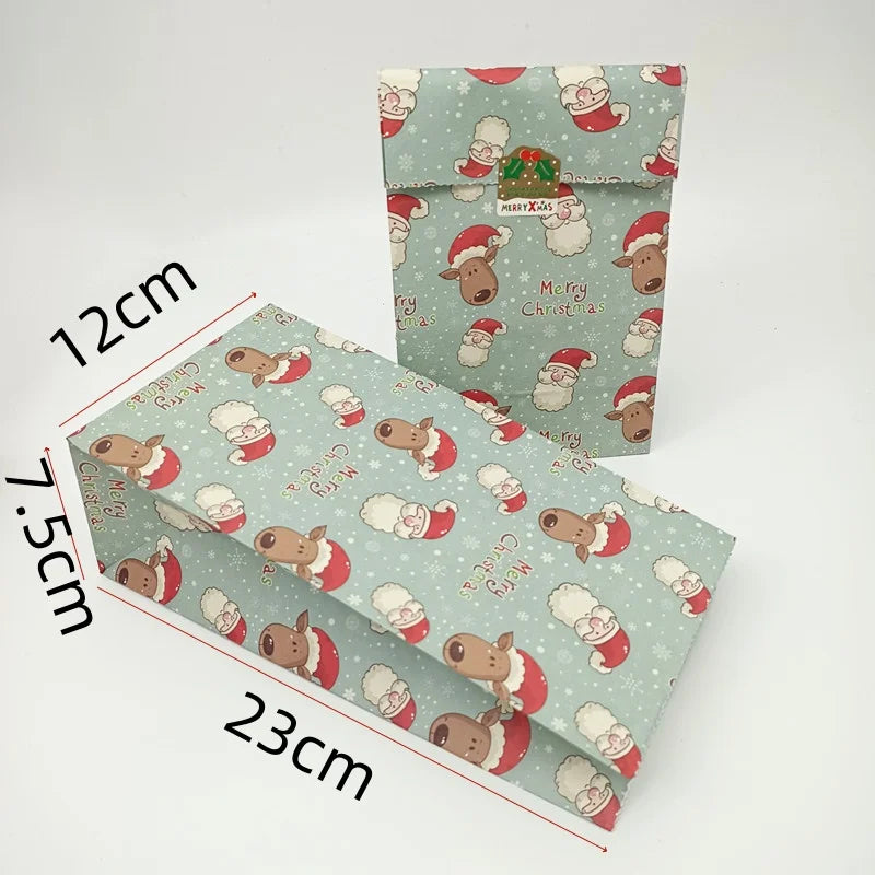 Christmas Kraft Paper Bags Merry Christmas Cookie Candy Gift Packaging Bags 2026 New Year Party Favors Packing Supplies