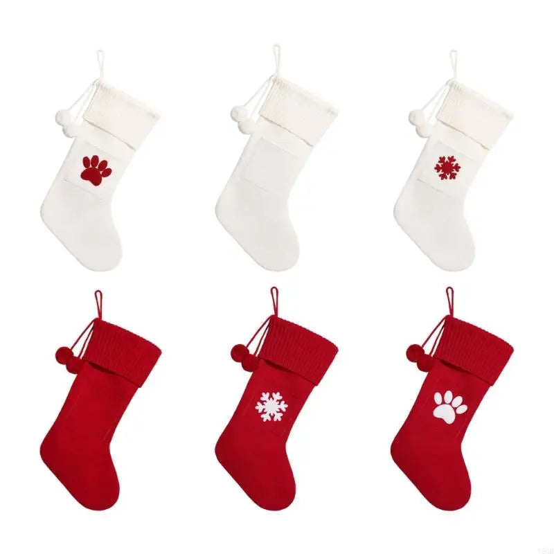 Christmas Stocking Treats Holder Bag Acrylic Fibre Stocking with Integrated Loop for Railings, Doorway, Wall, and Store Y5GB