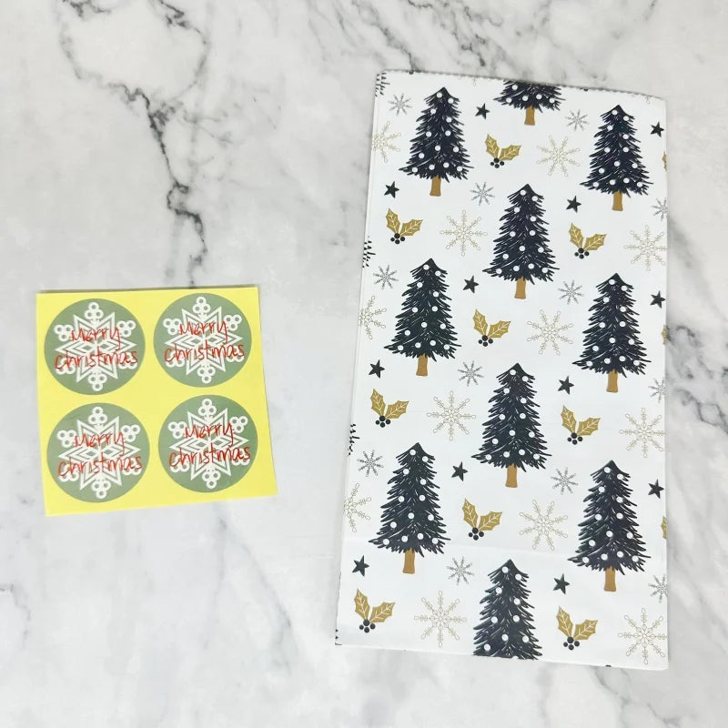 Christmas Kraft Paper Bags Merry Christmas Cookie Candy Gift Packaging Bags 2026 New Year Party Favors Packing Supplies