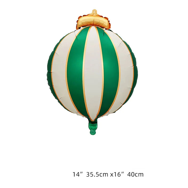 Christmas Ornament Ball Foil Balloon Striped Star Balloons Golden Bow Xmas Tree Hanging Decor Merry Christmas Ballons