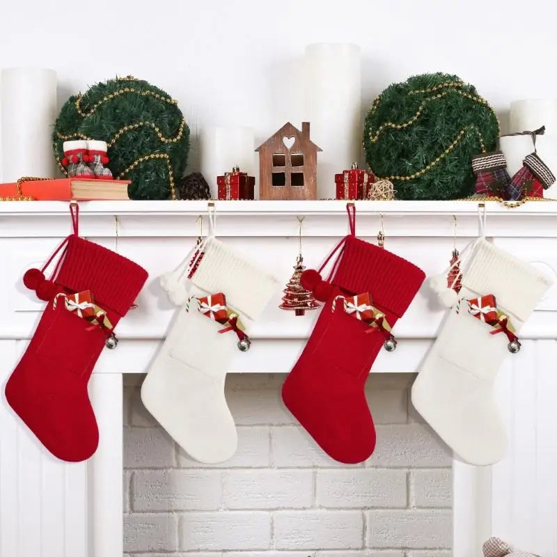 Christmas Stocking Treats Holder Bag Acrylic Fibre Stocking with Integrated Loop for Railings, Doorway, Wall, and Store Y5GB