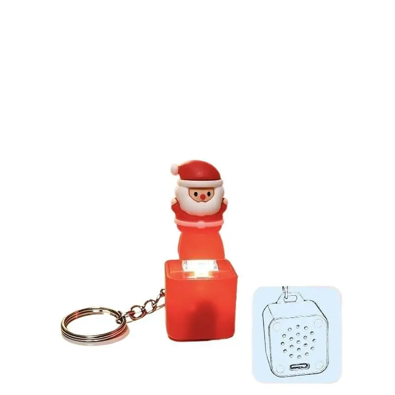 Christmas Luminous Santa Keychain with Sound Stress Relief Creative Keyring for Xmas Tree Decor Holiday Souvenir Gift