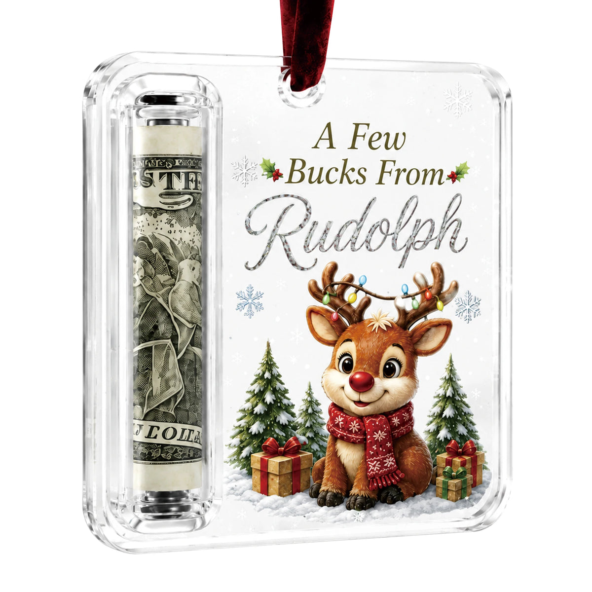 Christmas Acrylic Cash Holder Ornament Reusable Display Stand Hanging Tree Decoration Party Table Ornament Festive Gift Decor