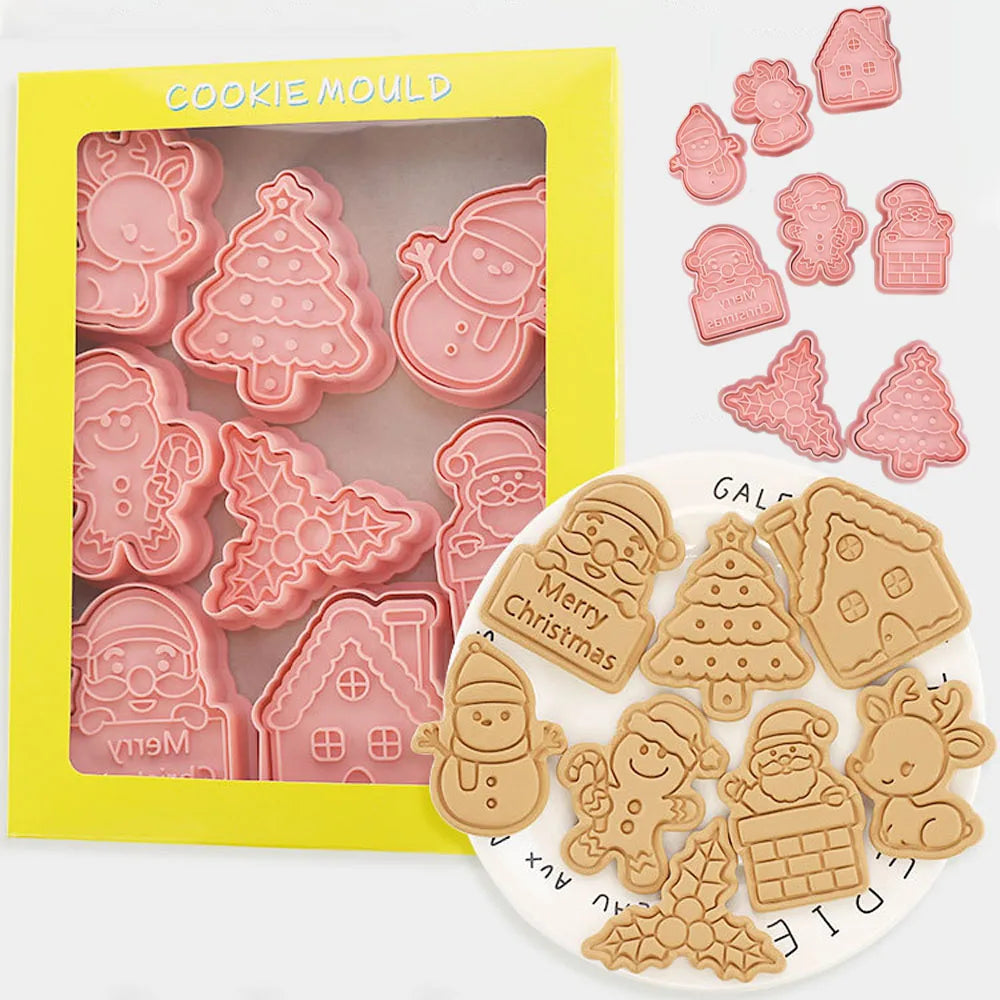 Christmas Cookie Mold Set Creative Baking Tools Holiday Biscuit Cutter Sugar Cookie Shaper DIY Kitchen Accessories for Baking