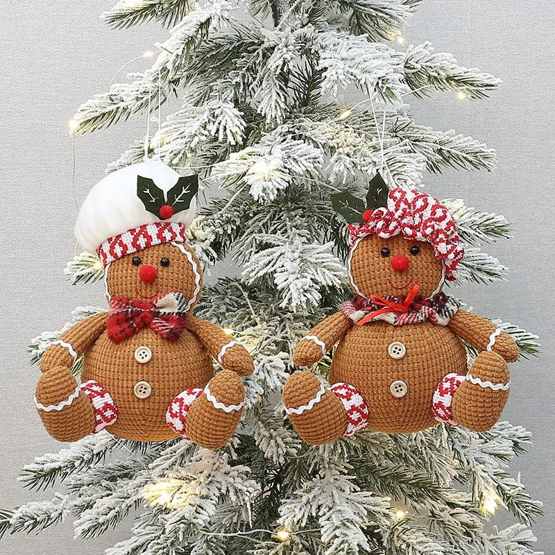 Gingerbread Man Christmas Tree Topper Decorations Funny Xmas Gingerbread Hugger Decor for Tree Wine Bottle Curtain Ornaments