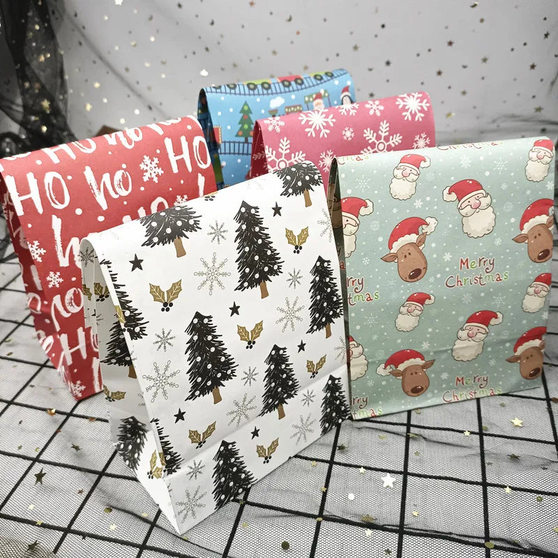 Christmas Kraft Paper Bags Merry Christmas Cookie Candy Gift Packaging Bags 2026 New Year Party Favors Packing Supplies