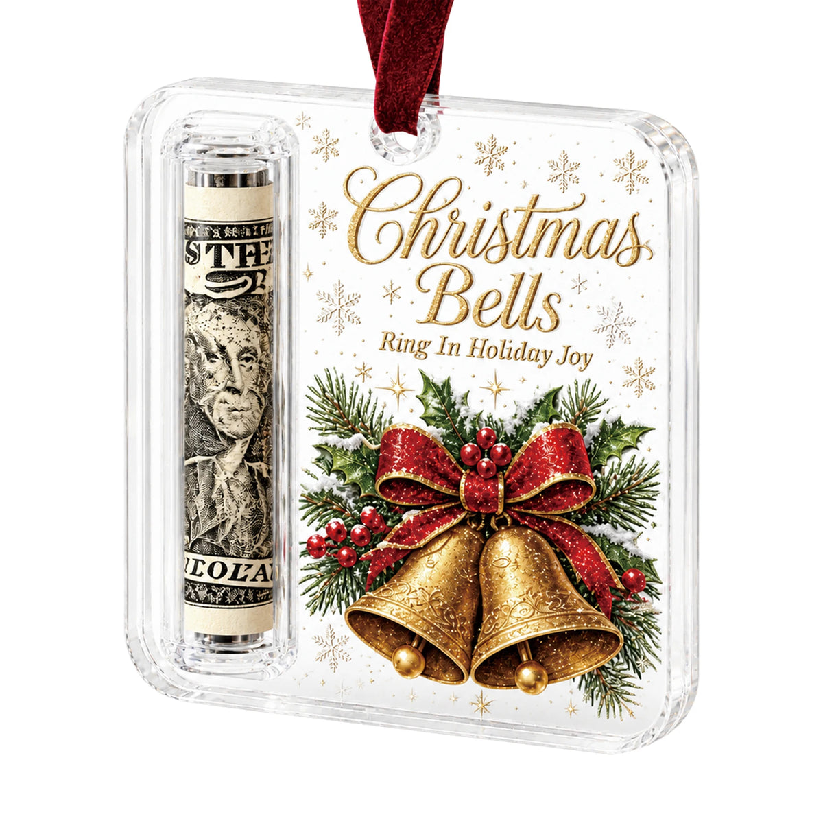 Christmas Acrylic Cash Holder Ornament Reusable Display Stand Hanging Tree Decoration Party Table Ornament Festive Gift Decor
