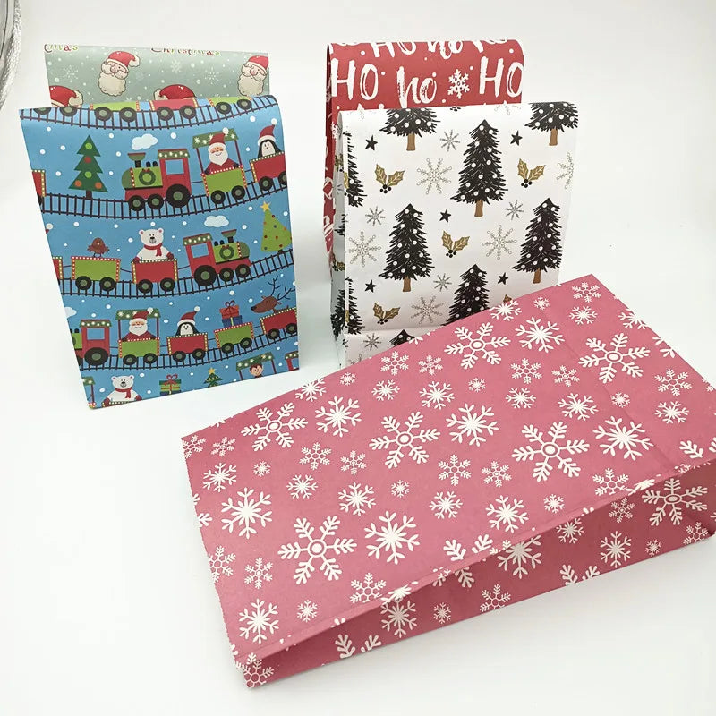 Christmas Kraft Paper Bags Merry Christmas Cookie Candy Gift Packaging Bags 2026 New Year Party Favors Packing Supplies