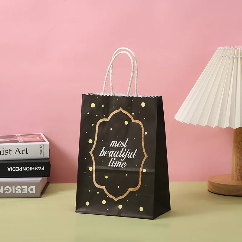 5 pcs Kraft Paper Bags Snowman Christmas Gift Bags with Handle 15x8x21cm Cookie Packaging Bags Wedding Party Favor Boxes
